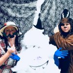 Employees dressed up in Halloween costumes