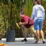 employees having fun outside for company field day