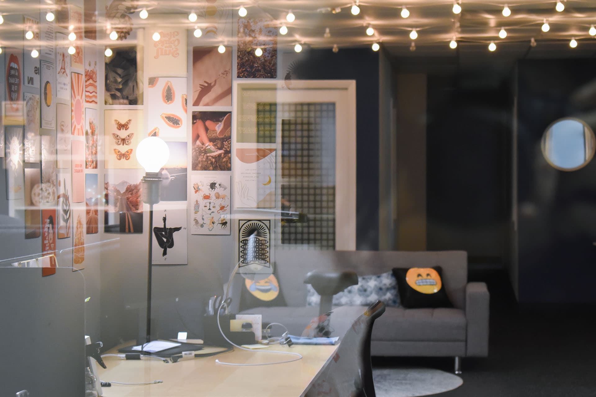 Photo of the Celsius Fort Myers office space, with lights reflecting off grass.