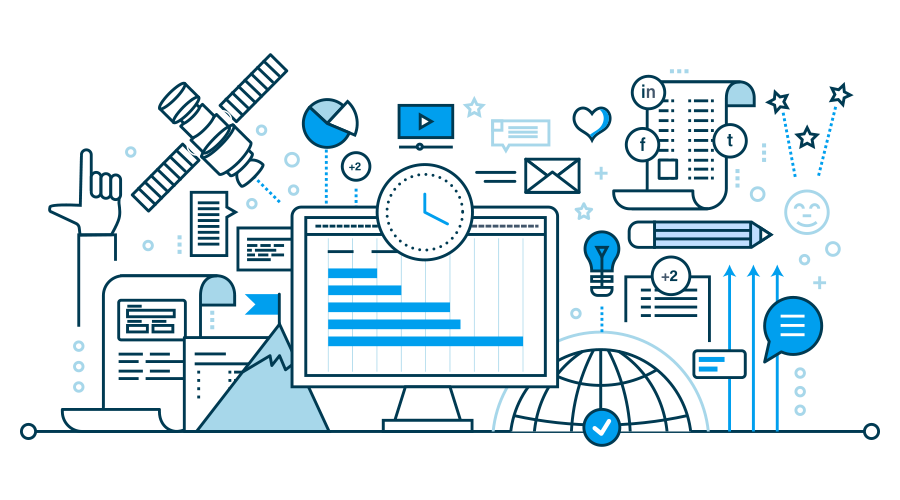 Inbound Marketing illustration featuring targeting and lead nurturing iconography.